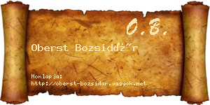 Oberst Bozsidár névjegykártya